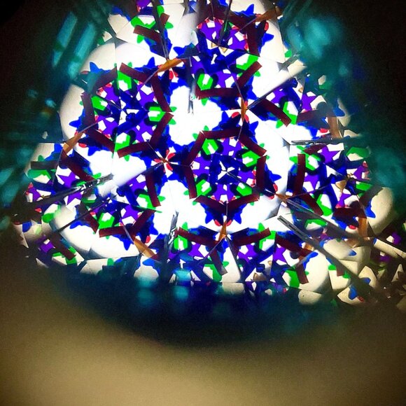 Pure Brass Kaleidoscope Stained Glass Artisan Craft Fashion Designer Kids Gift - Picture 5 of 8